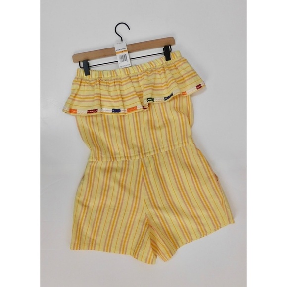 NWT!! KOPAL Rinku Romper Embroidered Ruffle Off Shoulder Vacation Boho Small - Picture 10 of 16